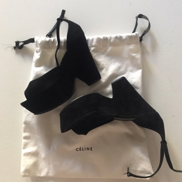 Celine black suede platform shoes size 37 - Picture 1 of 6